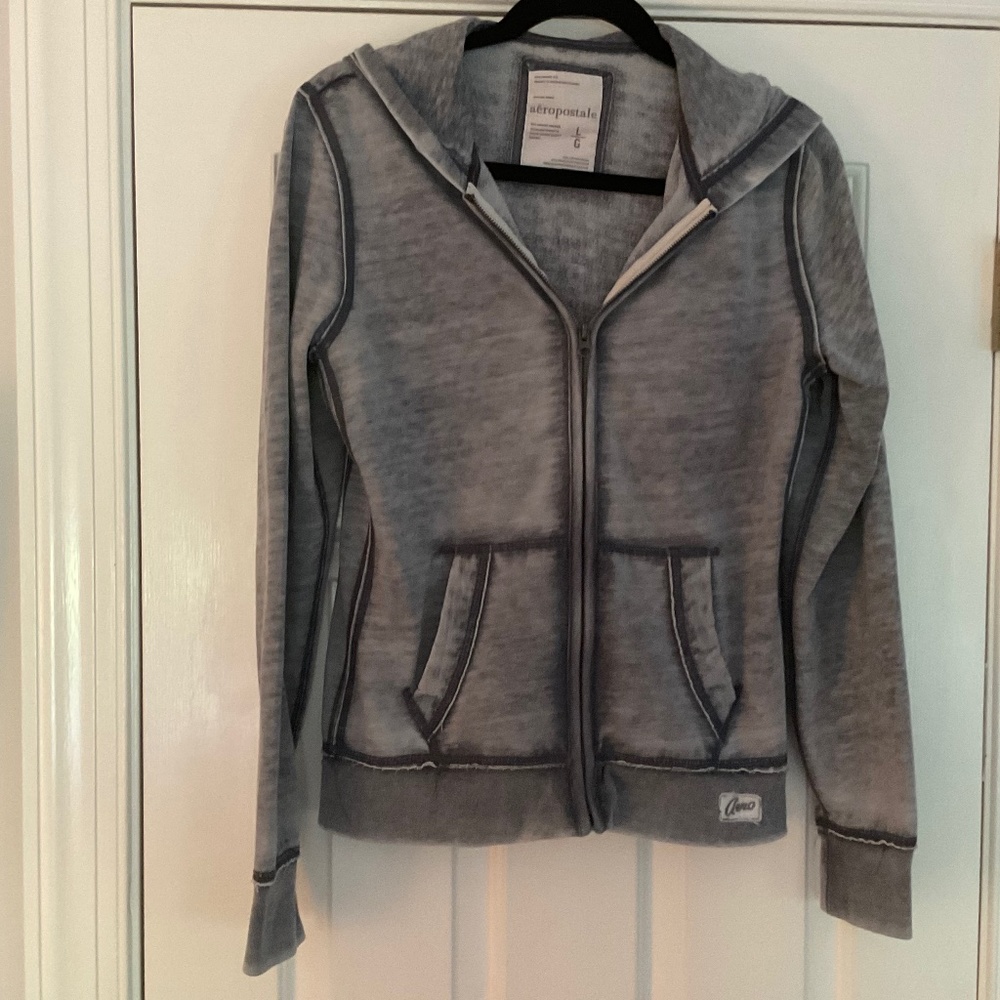 Aeropostale Gray Full Zip Hoodie Size L